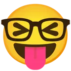 faccina che strizza gli occhi e mostra la lingua + faccina nerd
