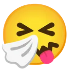 faccina che strizza gli occhi e mostra la lingua + faccina che starnutisce