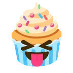 faccina che strizza gli occhi e mostra la lingua + cupcake