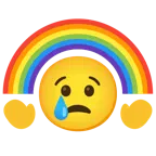 faccina che piange + arcobaleno