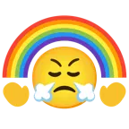 faccina che sbuffa + arcobaleno