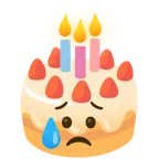 faccina delusa ma sollevata + torta di compleanno