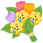 faccina delusa ma sollevata + mazzo di fiori