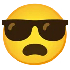 faccina imbronciata con bocca aperta + faccina con sorriso e occhiali da sole