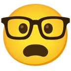 faccina imbronciata con bocca aperta + faccina nerd