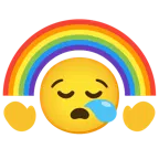 sleepy face + rainbow