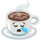 sleepy face + hot beverage