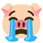loudly crying face + pig face