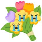 엉엉 우는 얼굴 + 꽃다발
