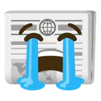 loudly crying face + newspaper
