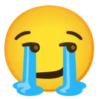 loudly crying face + smirking face