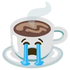 loudly crying face + hot beverage