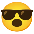 faccina con bocca aperta + faccina con sorriso e occhiali da sole