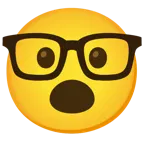 faccina con bocca aperta + faccina nerd