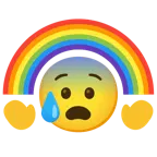 faccina sudata in ansia + arcobaleno