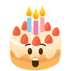 faccina stupita + torta di compleanno