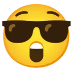 faccina stupita + faccina con sorriso e occhiali da sole