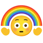 faccina imbarazzata + arcobaleno