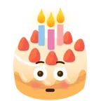 faccina imbarazzata + torta di compleanno
