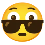faccina imbarazzata + faccina con sorriso e occhiali da sole