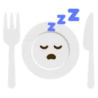 sleeping face + fork and knife with plate
