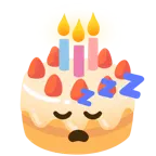 sleeping face + birthday cake