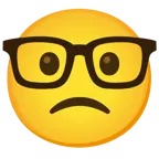 faccina leggermente imbronciata + faccina nerd
