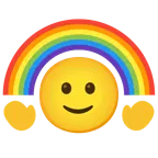 slightly smiling face + rainbow