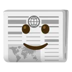 slightly smiling face + newspaper