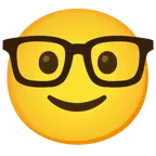 slightly smiling face + nerd face