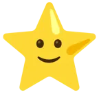 slightly smiling face + star