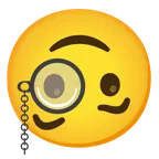 upside-down face + face with monocle
