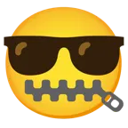 faccina con bocca con cerniera + faccina con sorriso e occhiali da sole