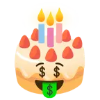 faccina avida di denaro + torta di compleanno