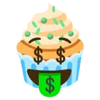 faccina avida di denaro + cupcake