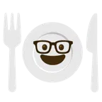 faccina nerd + piatto e posate