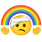 faccina con la testa bendata + arcobaleno