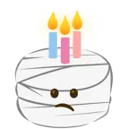 faccina con la testa bendata + torta di compleanno