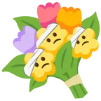 faccina con la testa bendata + mazzo di fiori