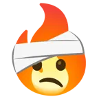 faccina con la testa bendata + fuoco