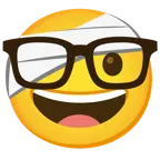 faccina con la testa bendata + faccina nerd
