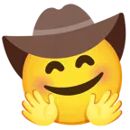 faccina che abbraccia + faccina con cappello da cowboy