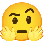 faccina che abbraccia + faccina con sopracciglia alzate