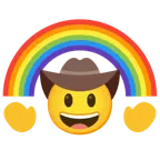 faccina con cappello da cowboy + arcobaleno