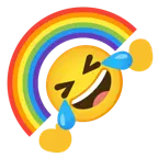 rolling on the floor laughing + rainbow