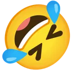 rolling on the floor laughing + upside-down face