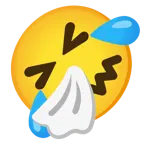 rolling on the floor laughing + sneezing face