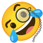 rolling on the floor laughing + face with monocle