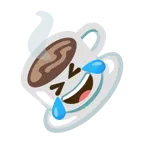 rolling on the floor laughing + hot beverage