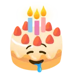 drooling face + birthday cake